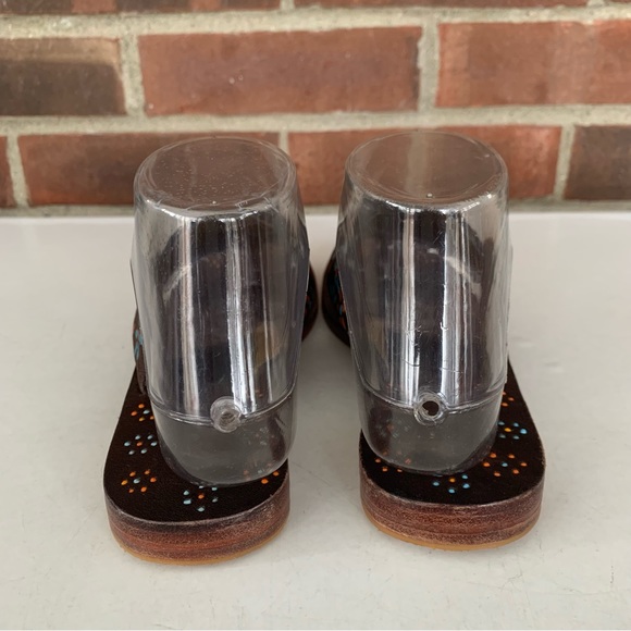 Mystique Black Leather printed Flat Heel Thong Flip Flop Sandals US 6 M NEW - Picture 5 of 7